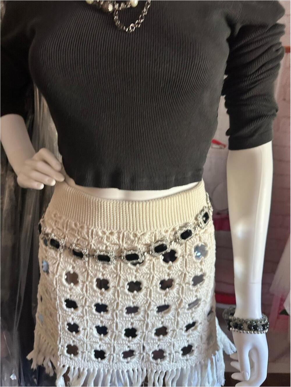 Le Superbe Gypset Crochet Mirrored Mini Skirt - Picture 7 of 9